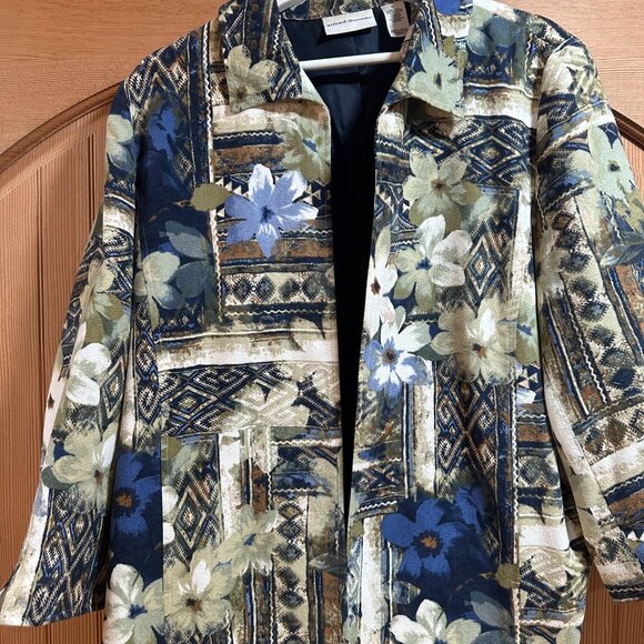 Alfred Dunner Floral Open Front Jacket Size 16 EUC - Picture 3 of 9